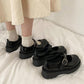 Japanese Women's Small Leather Shoes Korean Style All-match Retro British Style Leather Shoes Thick-soled Round-toe Thin Women's Shoes