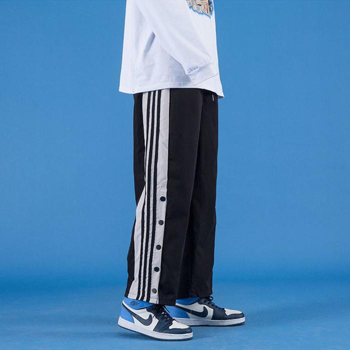 WTEMPO Men's Buttoned Pants Straight Basketball Sweatpants Plus Size Loose Casual Pants