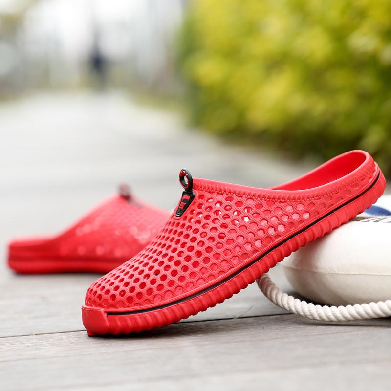 Summer Couple Candy Color Hole Shoes Breathable Half Support Beach Shoes Sandals Male