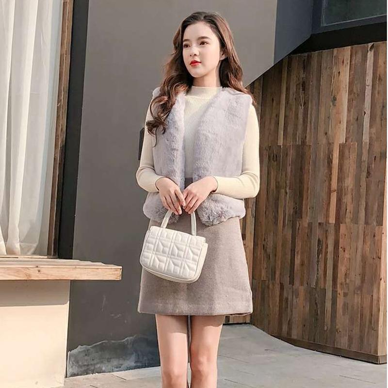 Women's Short Fur Waistcoat Imitation Rabbit Fur Waistcoat Waistcoat All-match Mink Fur Waistcoat Ladies Warm Jacket