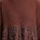 Autumn and Winter Bottoming Skirt Mid-length Retro Ethnic Embroidery Knitted Sweater Dress Long-sleeved Half-high Collar Lace Skirt