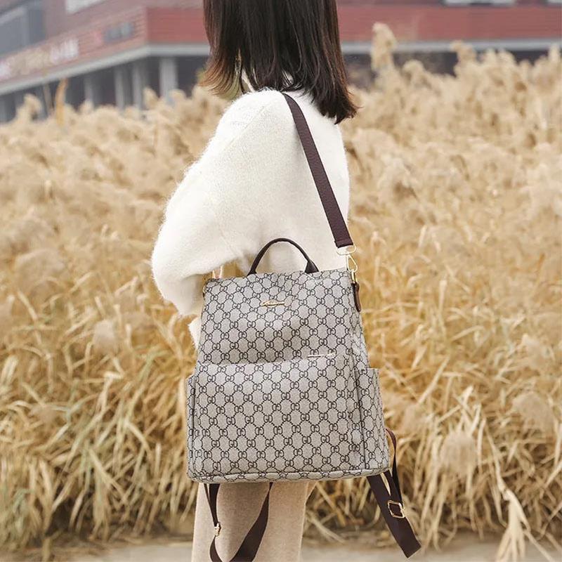 Large-capacity Backpack Ladies Bag Trendy All-match School Bag Leisure Travel Bag Soft Leather Backpack