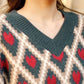 Sweater Women Autumn Winter 2021 Knitted Vintage Sense V-neck Christmas Peach Heart Short Top Sweater