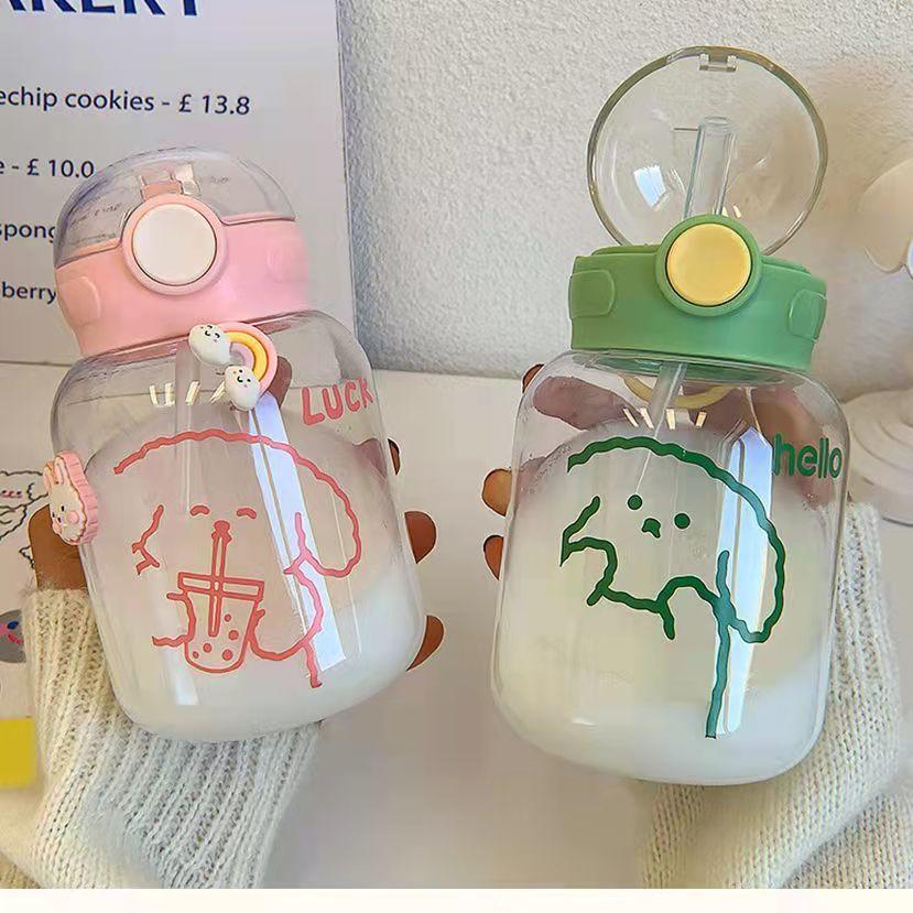Water Bottle 600ml Plastic Straw Water Cup High Temperature and Drop Resistant Portable Water Bottle