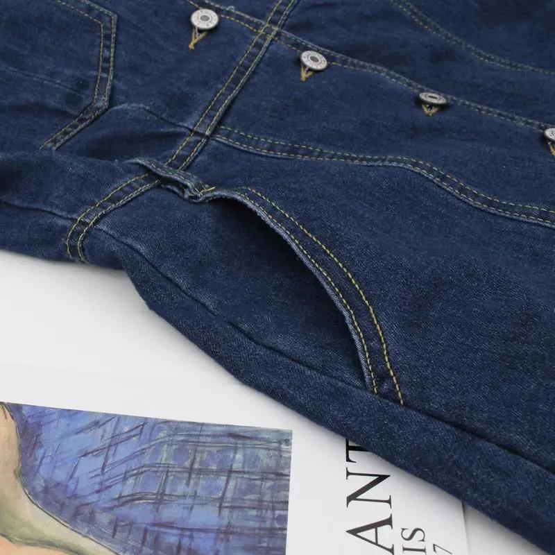 Denim Dress Women Autumn and Winter Korean Style Slim Single-breasted Long-sleeved Mid-length Dress