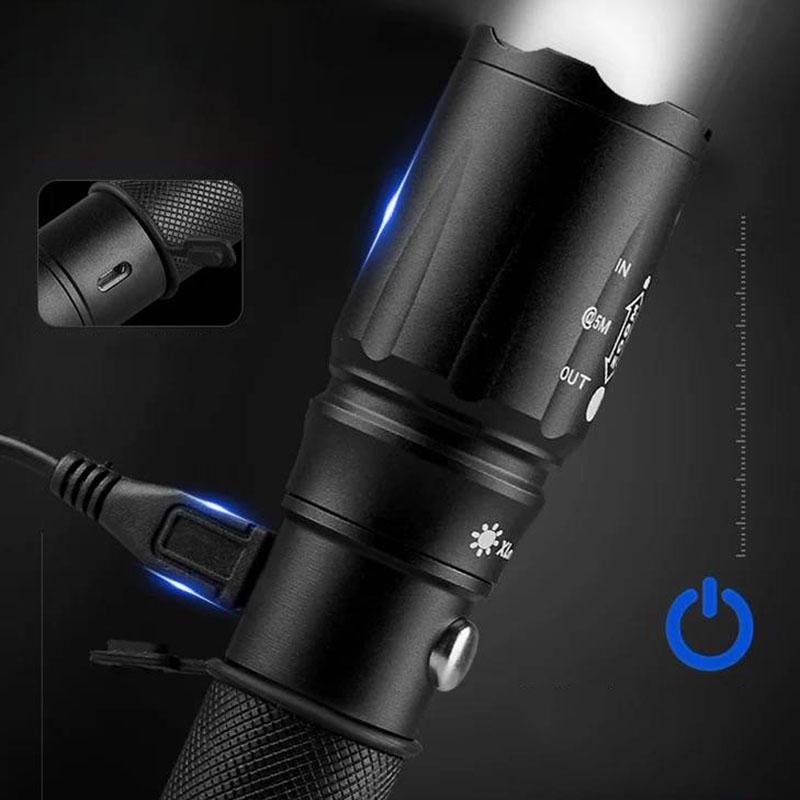 Powerful Waterproof LED Flashlight Portable LED Camping Lamp Torch Lights Self Defense Flashlight