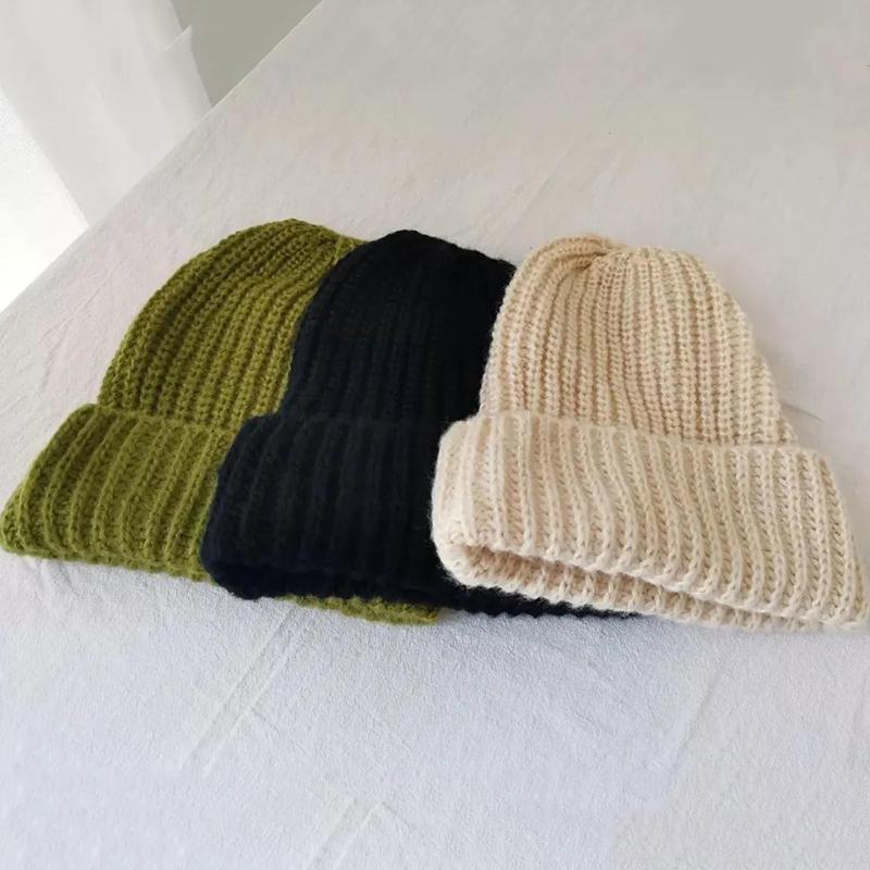 Woolen Hat Women's Autumn and Winter All-match Japanese Beige Big Head Circumference Winter Cold and Warm Protection Ears Knitted Hat