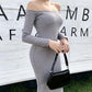 Solid Color Sexy One-shoulder Temperament Thin All-match Ribbed Hip Dress Women