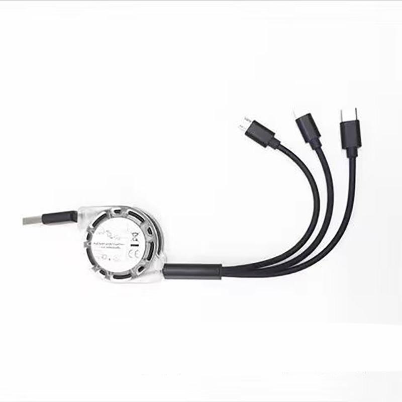 Three-in-one Data Cable 1m Long USB Car Data Cable Android Apple Type-C Connector Electronic Device Charging Cable