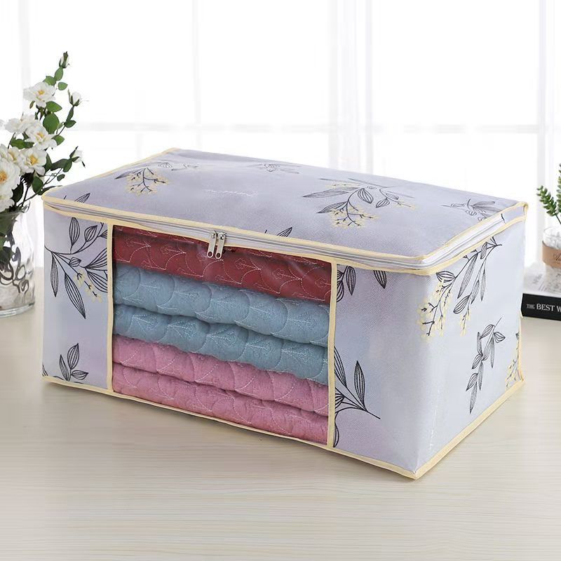 1PCS Storage Bag Non-woven Transparent Window Clothes Organizer Bag for Easy Folding Household Goods