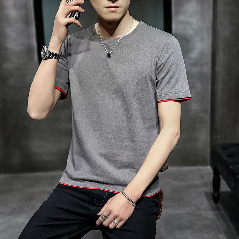 100% Cotton Men's Short-sleeved T-shirt Student Summer Half-sleeved T-shirt