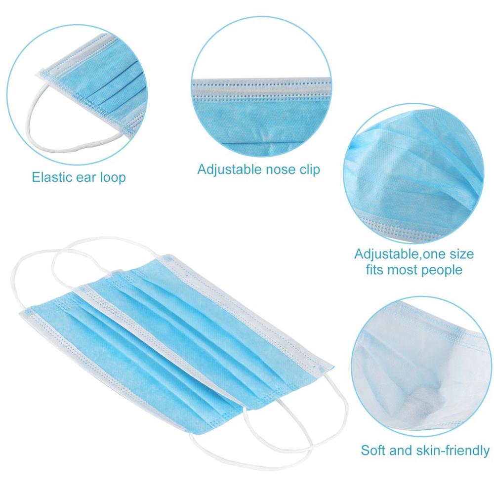 Disposable Non-woven Filter Mask 3-Layers Breathable Dust-proof Anti-fog Citizen Health Safety Mask