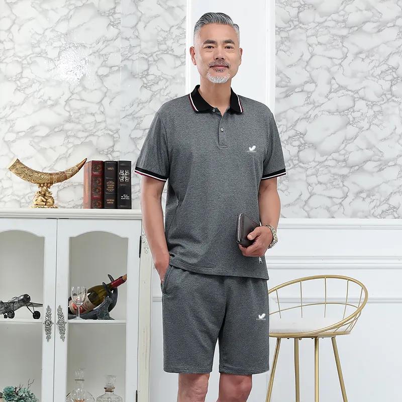 Summer Middle-aged and Elderly Men's Short-sleeved Suit Sports Cotton Loose Dad Two-piece Men's Suit
