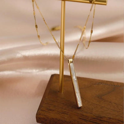 Exquisite Shell Pendant Necklace Titanium Steel Necklace Ladies' Clavicle Chain Golden Necklace Personalized Ornaments Jewelry Mom Daughter Gifts