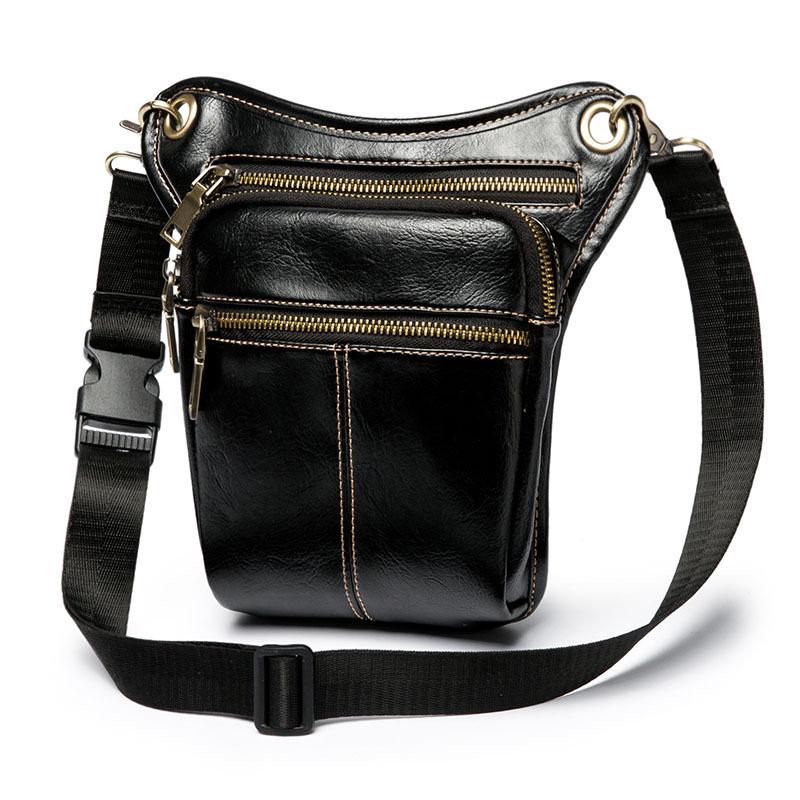 Waist Bag Men Pu Leather Waterproof Multi-layer Zipper Messenger Bag Outdoor Sports Shoulder Bag