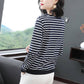 Casual Roung Neck Top Striped T-Shirt 2020 Spring Tshirt Loose Woman Clothes Womens Long Sleeve Tops Cotton Bottom Shirt Women Tee Shirt Femme