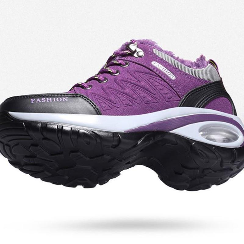 Winter Plus Velvet Hiking Shoes Women's Warm Non-slip Sports Shoes Leather Waterproof Wear-resistant Outdoor Hiking Sports Shoes