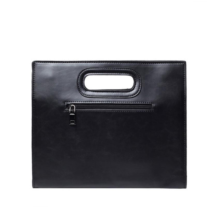Business briefcase men brown large capacity zipper leather anti-theft waterproof clutch iPad bags
