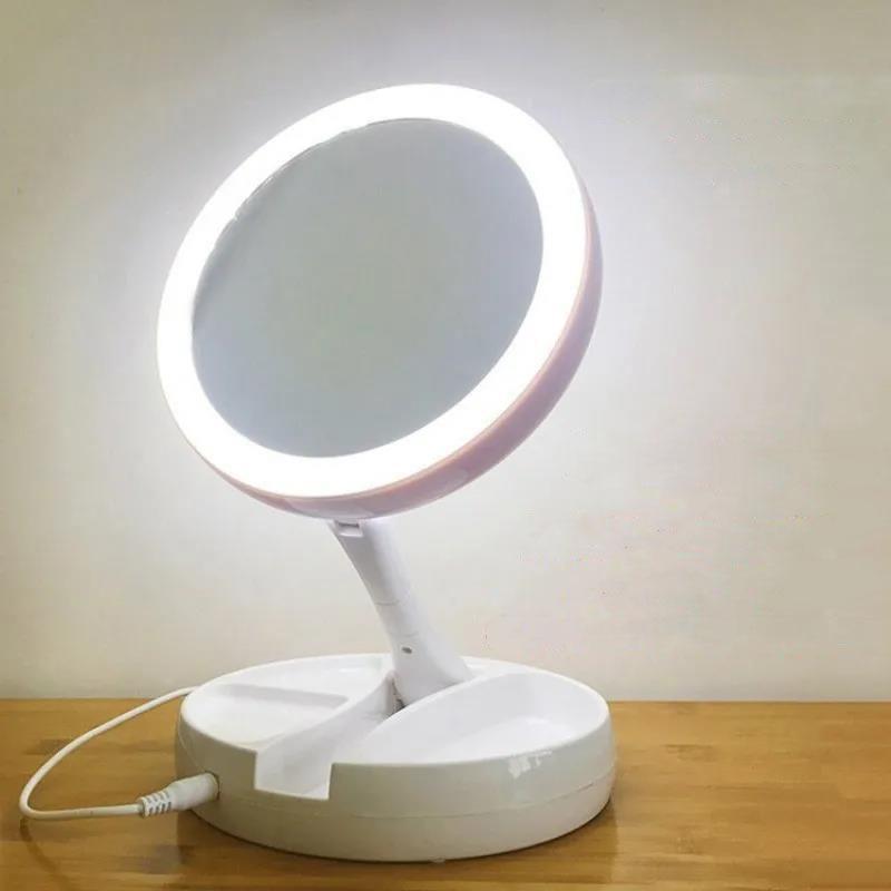 Portable LED Lighted Makeup Mirror Vanity Compact Foldable Travel Makeup Mirror