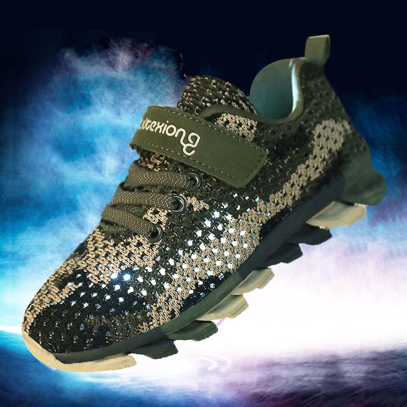 Mudipanda Boys Shoes  Spring 9 Students 10 Children 7 Years Old Breathable 8 Mesh Children's Camouflage Sneakers