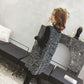 Women Chic Mid-length Loose V-neck Tank Top Sweater Knitted Bright Silk Vest Skirt Dress