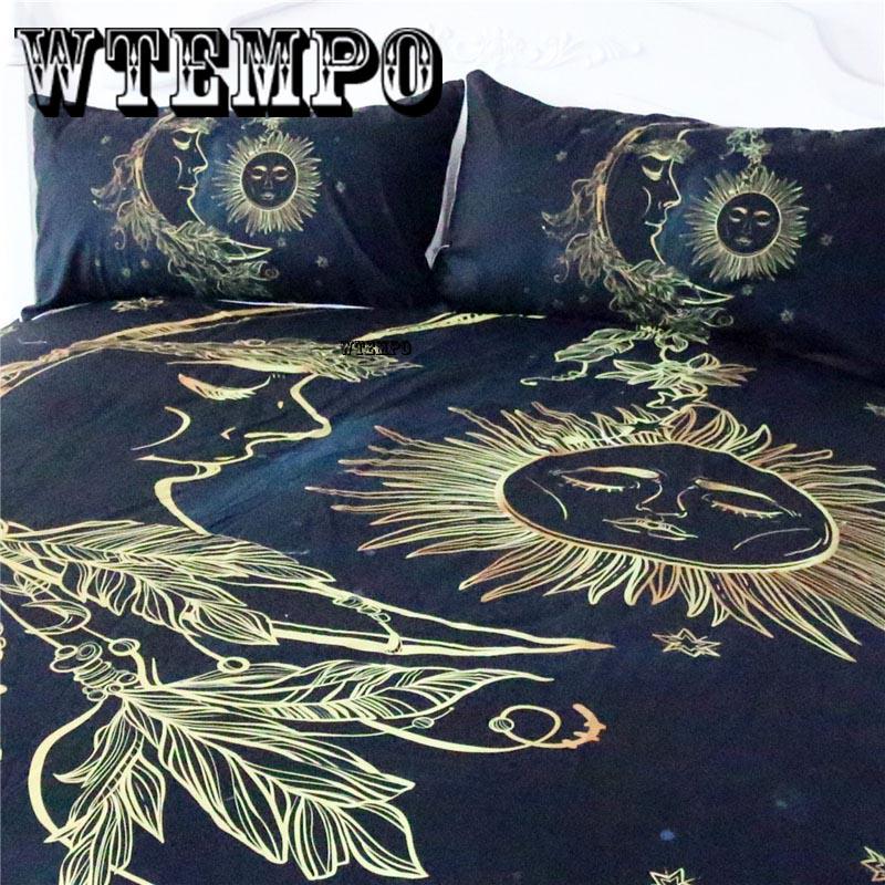 Home Decor Sun Flower Embroidery Duvet Cover with Pillow Cases Quilt Cover 3 Pcs Bedding Set