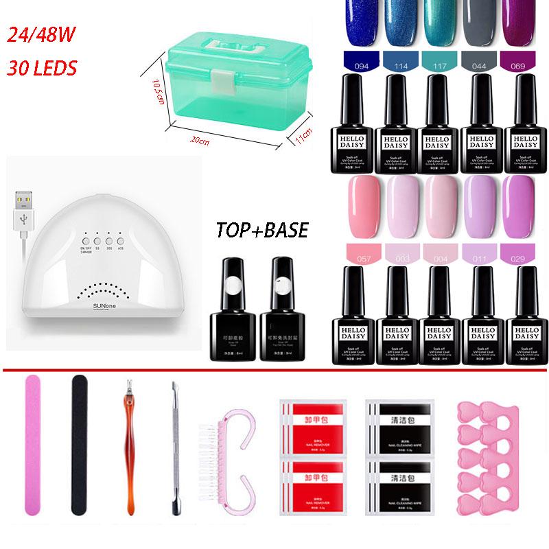 Gel Polish Nail Art Manicure Tools Kit UV LED Nail Lamp Dryer Nail Set Kit Gel Varnish Set