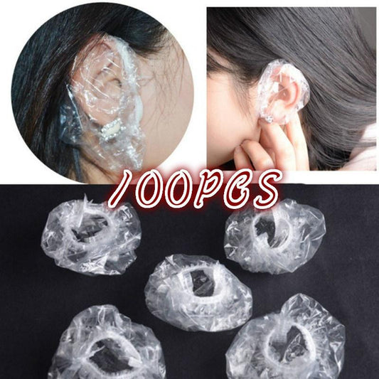 100 Pcs Disposable Hairdressing Clear Earmuffs Salon Ear Cover Ear Protection Hair Dye Protect Cap