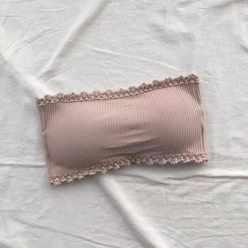 Korean Version One-piece Buckle with Lace Anti-glare Tube Top Wrap Chest Invisible Strapless Bra Underwear