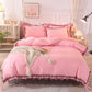 Princess Wind Bed Skirt Four-piece Lace Washed and Sanded Bedspread Sheet Quilt Cover Household Bedding