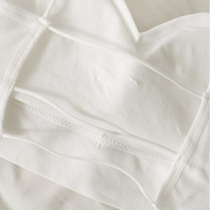 Spring and Summer Hollowed Out Sports Wrap Chest Beautiful Back and Bra Girls' Anti Light Gathering No Steel Ring Elastic No Buckle Bra