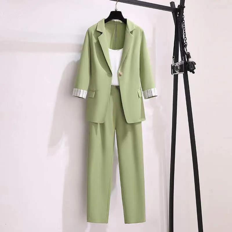 Women's Set Long Sleeve Blazer Pants Suit Office Lady Tracksuit Three Piece Set Fitness Outfits Streetwear Autumn Winter