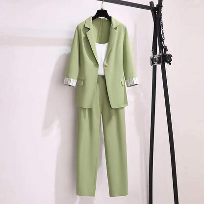 Women's Set Long Sleeve Blazer Pants Suit Office Lady Tracksuit Three Piece Set Fitness Outfits Streetwear Autumn Winter