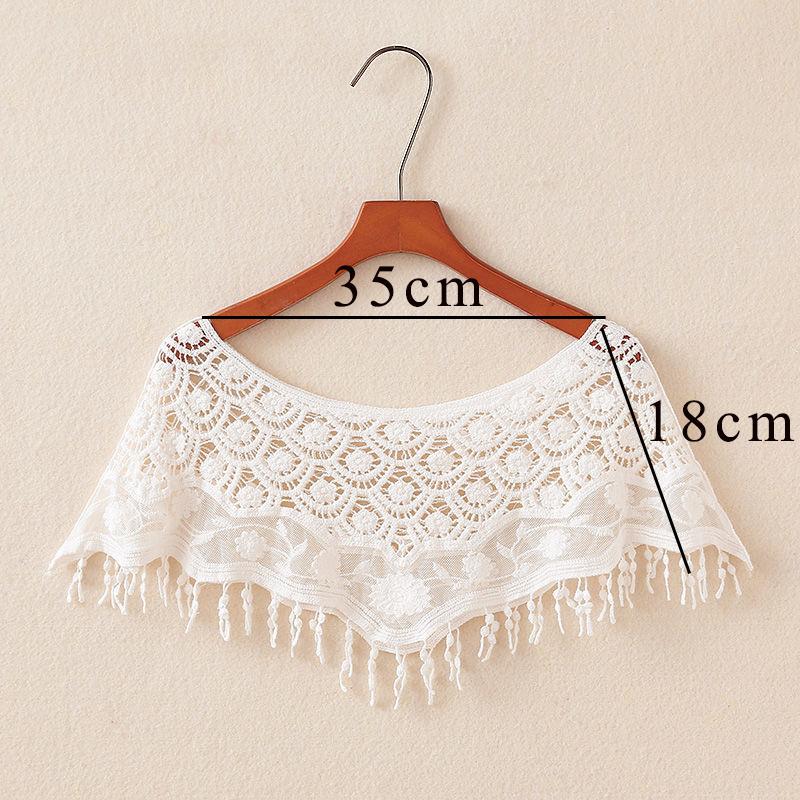 WTEMPO Lace Shawl Versatile  Pair with Dress Thin Sunscreen Solid Color Knotted Neckties Hollow