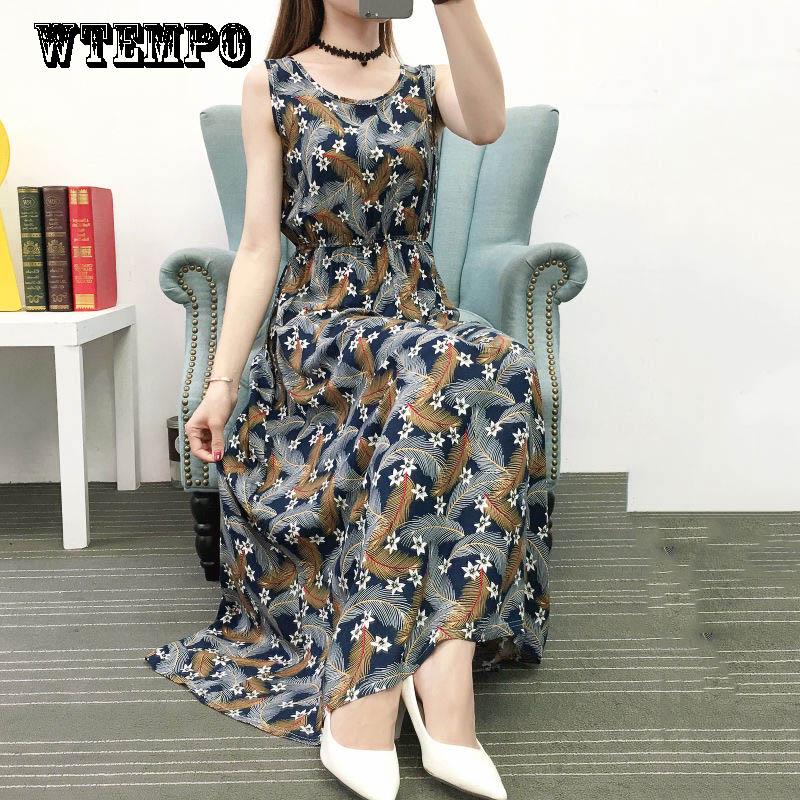 Long Waist Waist Slim Beach Dress Summer Tank Top Dress