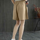 Pure Cotton High-waist Casual Shorts Women's Summer Thin Section Literary Solid Color All-match Pocket Wide-leg Pants