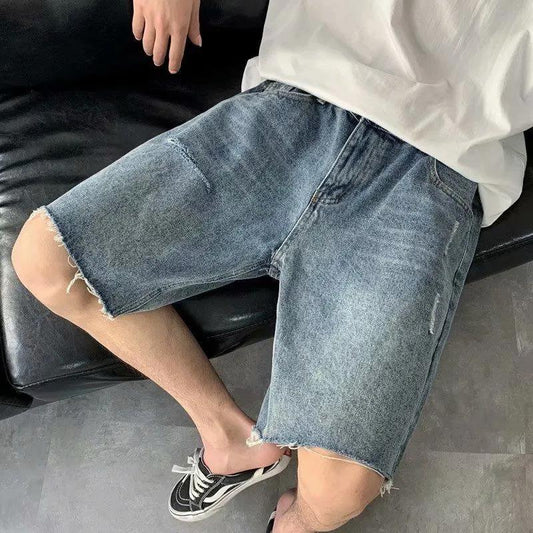 Denim Shorts Men's Summer Casual Straight Five-point Pants