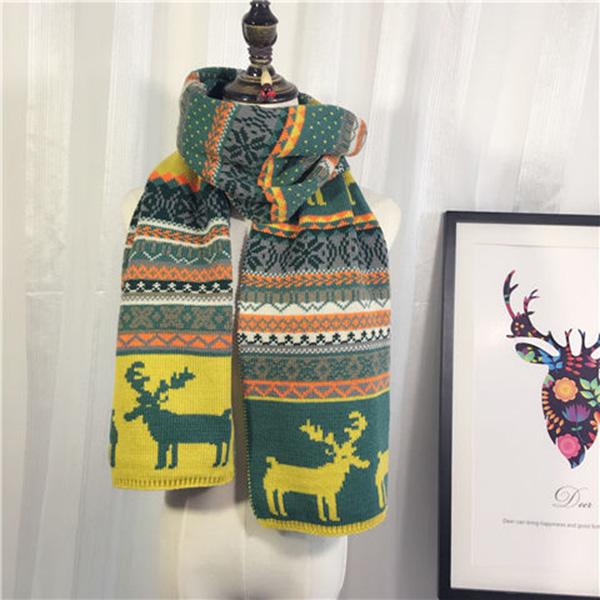 birthday present Winter warm Christmas gift Christmas dress up scarf Woman elk pattern Long scarf