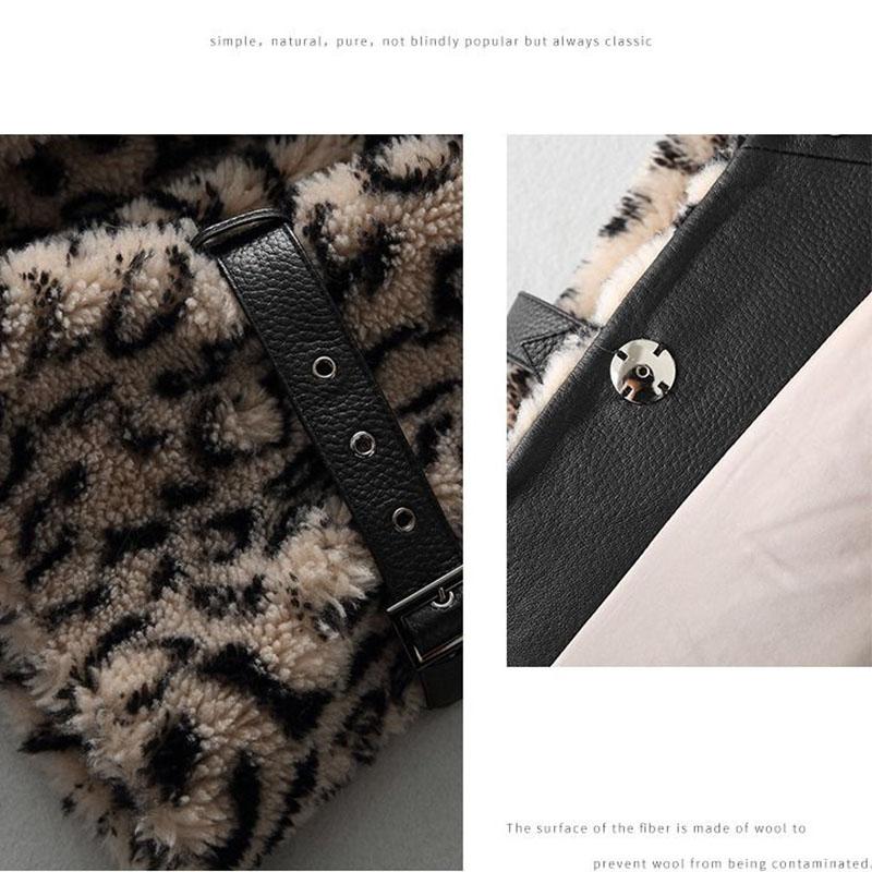 Winter Fashion Warmth Thick Leopard Grain Granular Fleece Faux Mink Fur Coat Women's Mid-length Slim Waist Coat Outwear
