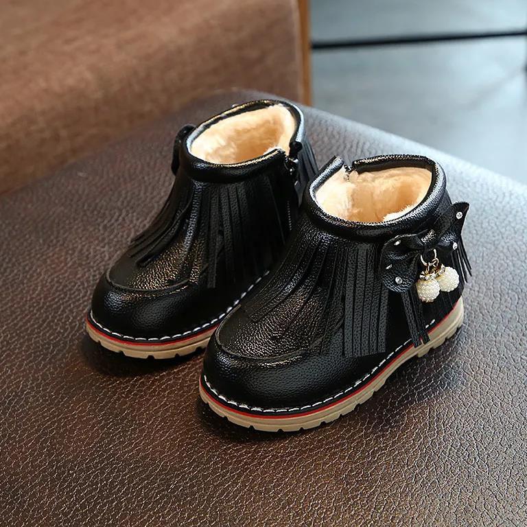 Children's Winter Waterproof Snow Boots Children's Plus Velvet Warm Girls Cotton Shoes Soft Bottom Non-slip Boots