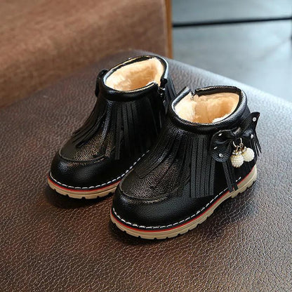 Children's Winter Waterproof Snow Boots Children's Plus Velvet Warm Girls Cotton Shoes Soft Bottom Non-slip Boots