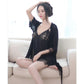 Women's Transparent Strap Pajamas Set Nightdress Three-piece Mesh Lace See-through Underwear Set Casual Comfortable Transparent Lingerie Set