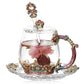 Retro Enamel Color Water Cup Flower Teacup Personality Trend Glass Female Teacup Creative Home Coffee Cup with Lid Spoon