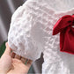 Girls Short Sleeve Dress Summer Thin White Children Princess Dress Summer Dress Cute Red Bow A-line Skirt