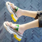 Size 35-39 Summer Women Shiny Slippers Bohemian Beach Wear-resistant Non-slip Slippers Wedge Platform Rhinestone Sandals Outdoor Crystal High Heels
