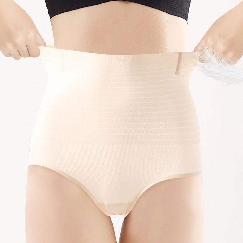 Summer Ultra-thin High-waist Women's Panties Belted Non-curling Shaping Panties Ice Silk Powerful Abdomen Pants