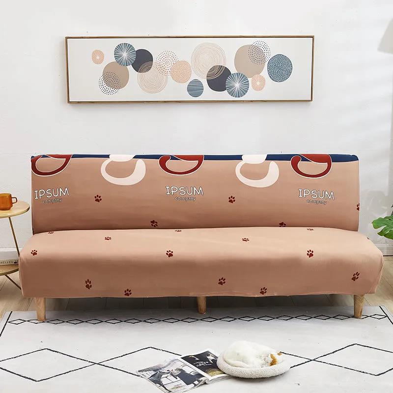 Printed Stretch Geometry Sofa Bed Cover Full Folding Armless Elastic Couch Slipcover Without Armrest