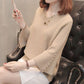Spring and Autumn Solid Color Pullover Sweater Women's Beaded Loose Short V-neck Knitwear