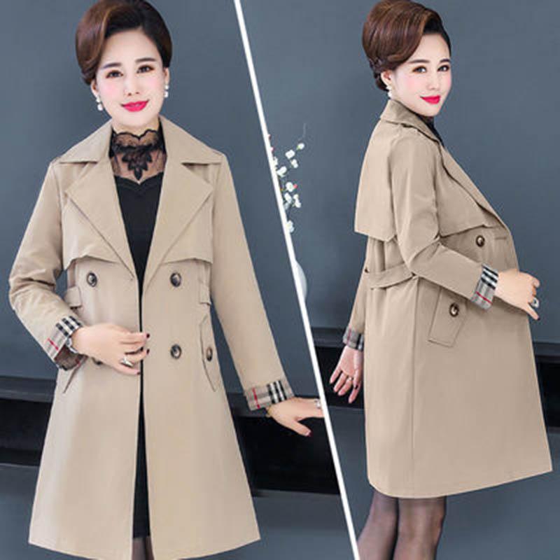 Middle-aged Mother Autumn Jacket Windbreaker Women's Mid-length Middle-aged Spring and Autumn Western Style Blouse