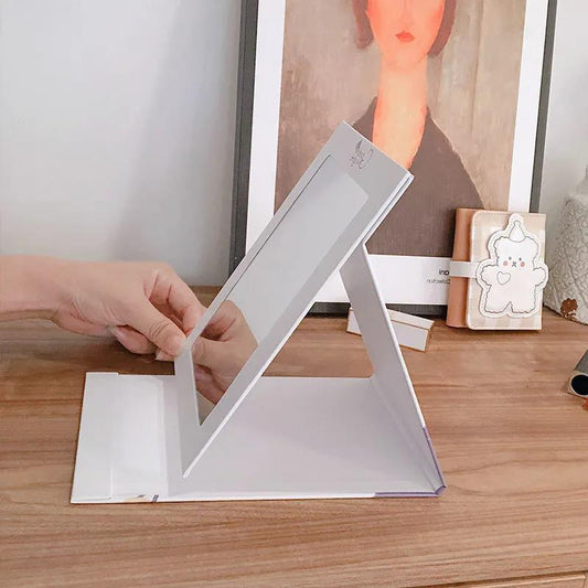 Cartoons Cute Girls Folding Mirror Desktop Creative Portable Makeup Mirror HD Thin and Light Travel Out Household Essentials Princess Makeup Mirror